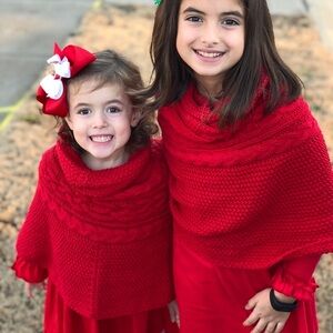 Bella Bliss girls red poncho sizes medium and large